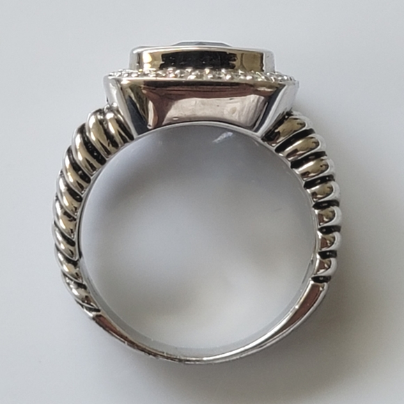 Blue Cubic Zirconia Double Cable Style Blue Ice Ring Size 9.25 - Picture 8 of 12